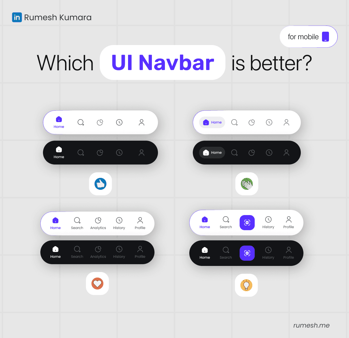 Mobile navbar UI exploration