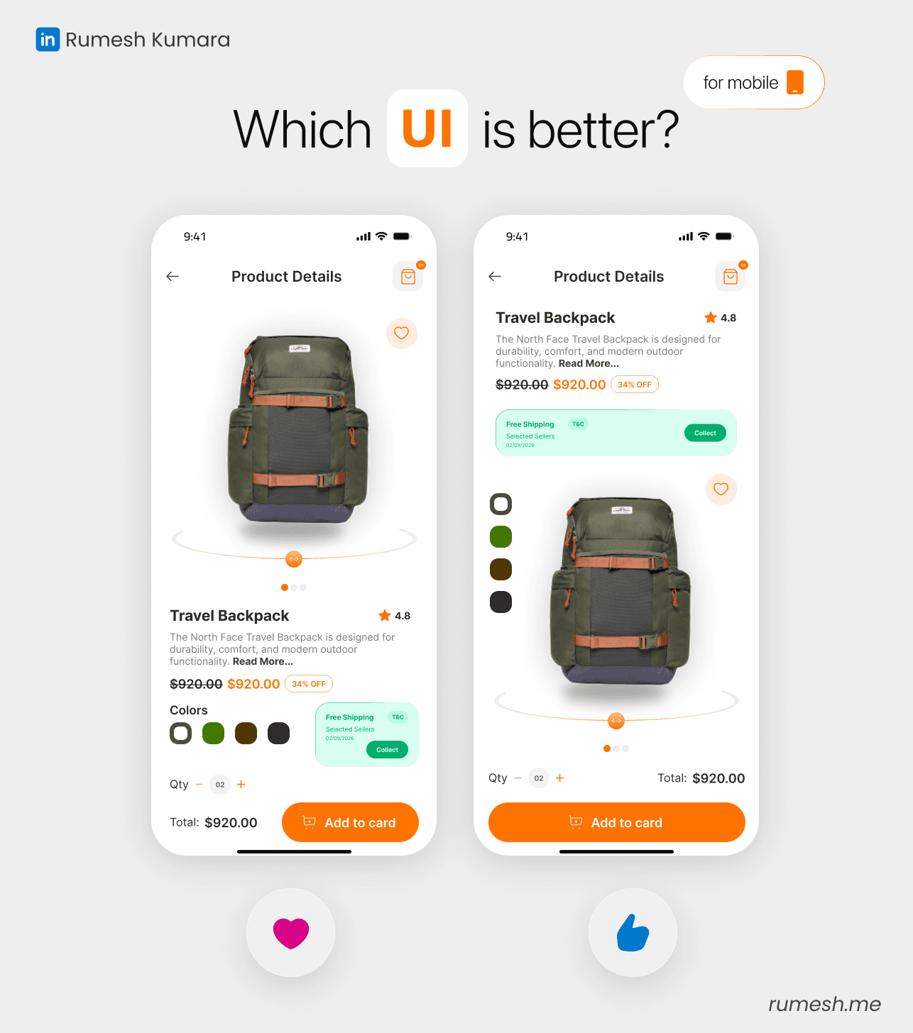 Pizza app product card UI concept