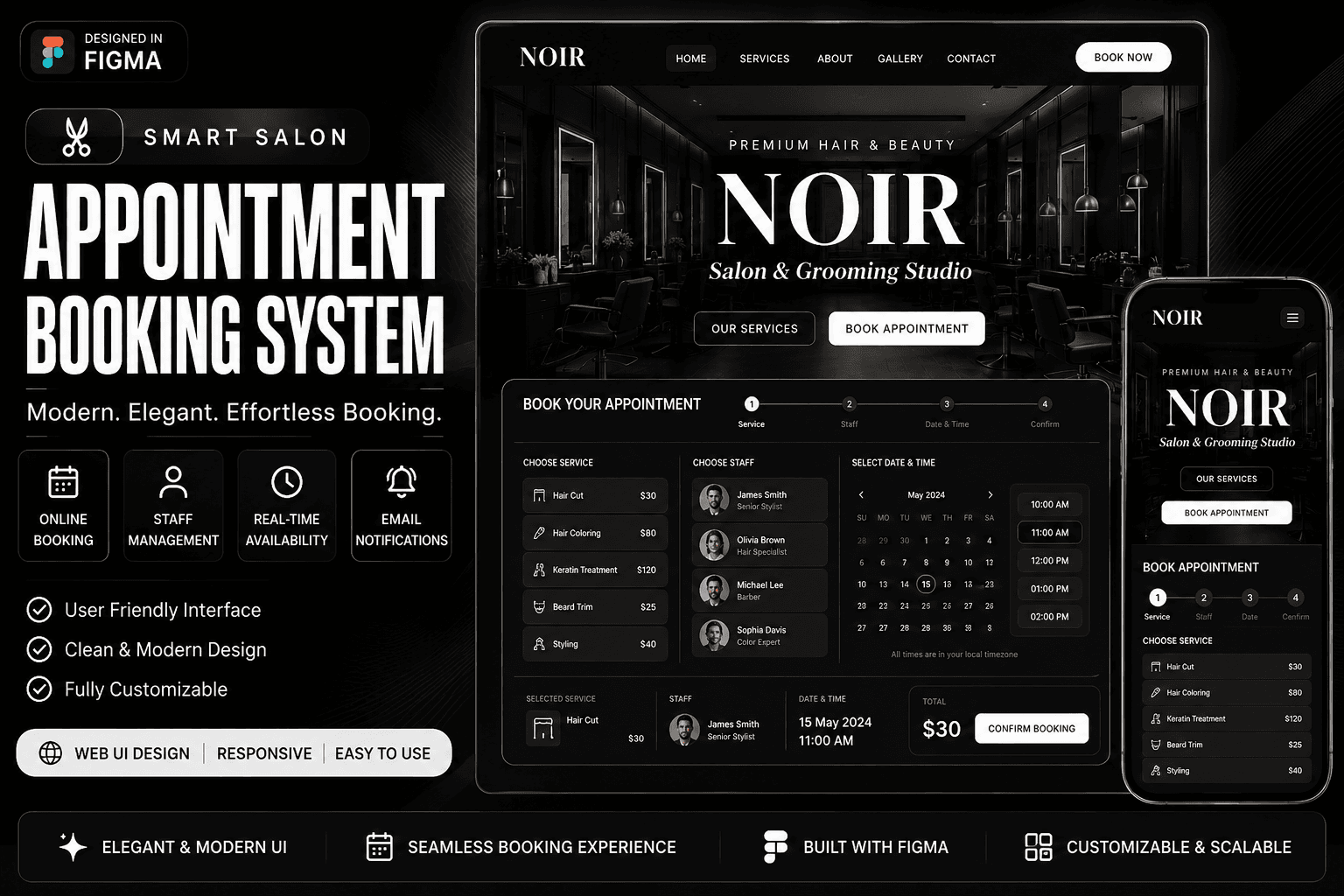 Smart Salon Appointment Booking System Web UI